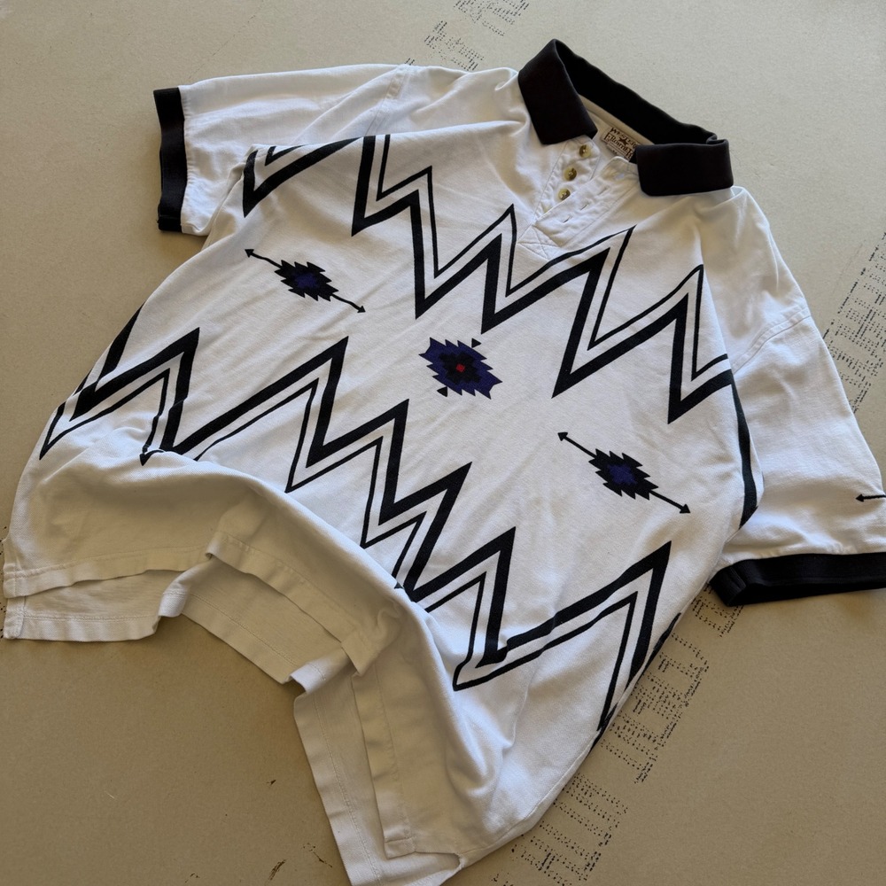 Vintage 90s Western Frontier Aztec Polo Shirt
